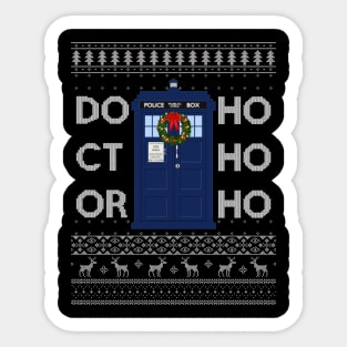 Doctor Who Tardis Ho Ho Ho Christmas Knit Sticker